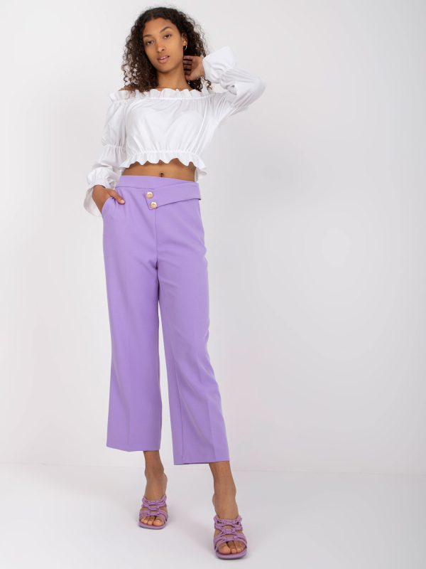 Wholesale Purple Wide Leg Fabric Pants RUE PARIS