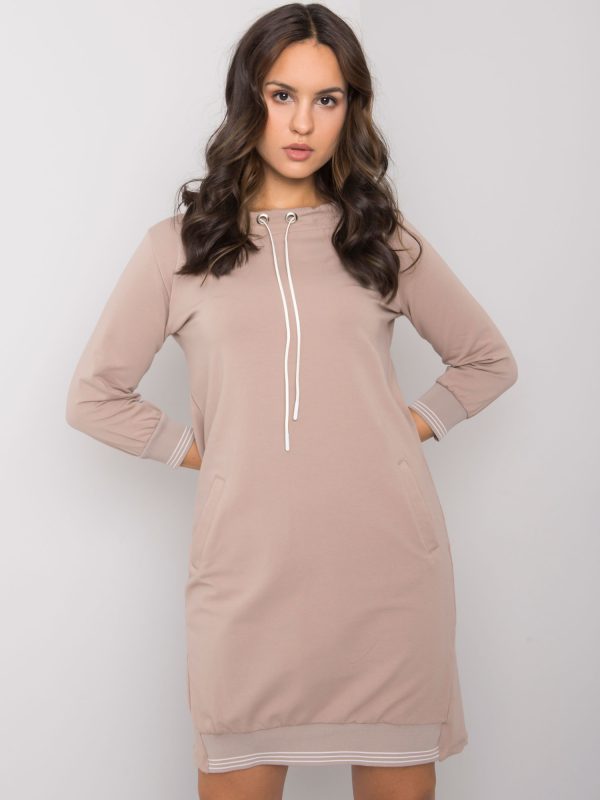 Wholesale Dark beige cotton dress Sinead RUE PARIS