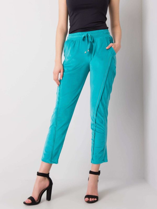 Wholesale Turquoise velour pants Juanita RUE PARIS