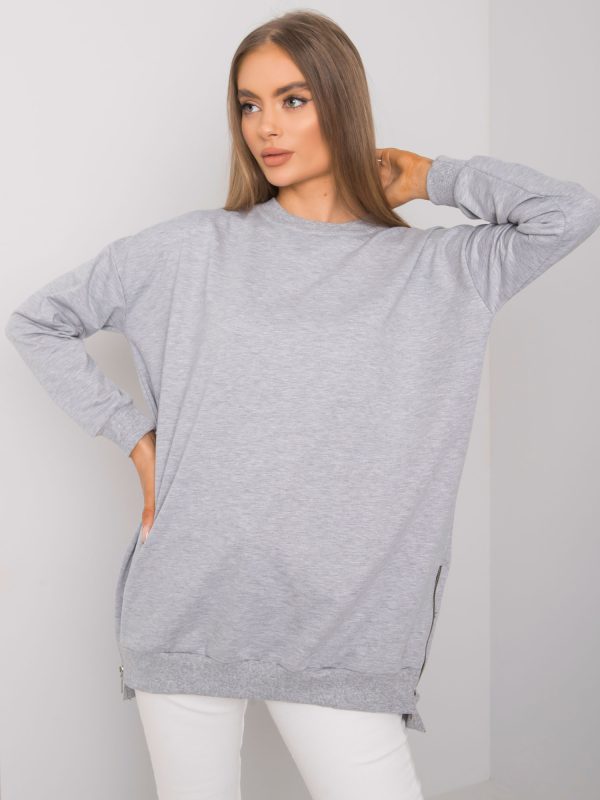 Wholesale Grey melange long sleeve tunic Rhiannon