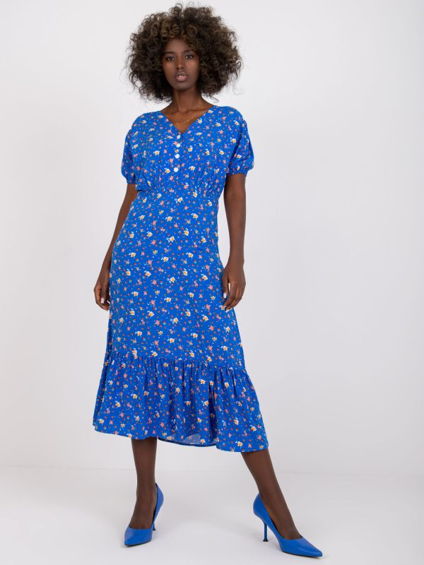 Wholesale Blue dress with viscose prints RUE PARIS