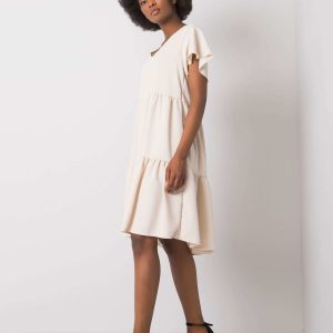 Wholesale Beige dress with ruffle Manette RUE PARIS