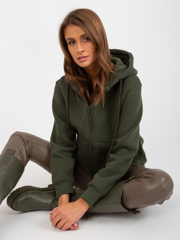 Wholesale Khaki sweatshirt basic with hood RUE PARIS