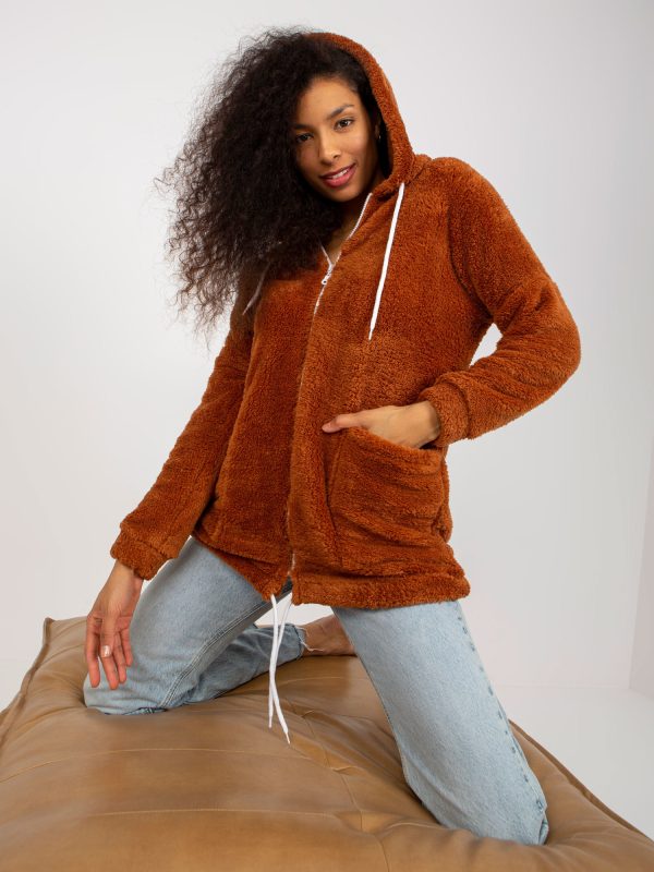 Wholesale Light Brown Fur Hoodie RUE PARIS