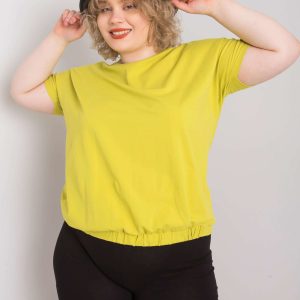 Wholesale Light green plus size blouse with Addyson ribbed