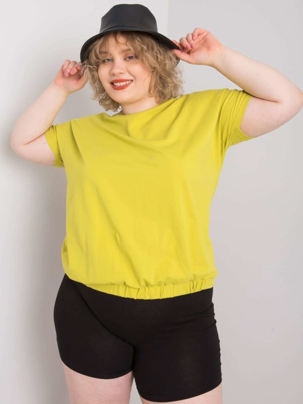 Wholesale Light green plus size blouse with Addyson ribbed