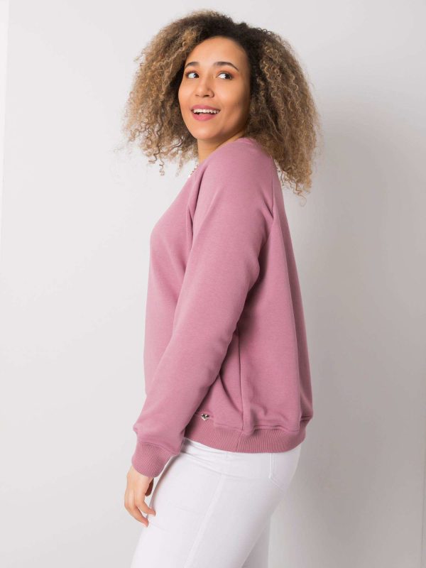 Wholesale Donna Dirty Pink Plus Size Cotton Sweatshirt