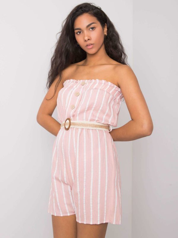 Wholesale Pink and white striped jumpsuit Soledad RUE PARIS