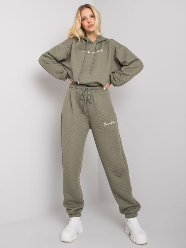 Wholesale Clear khaki sweatpants with quilting Naomi RUE PARIS