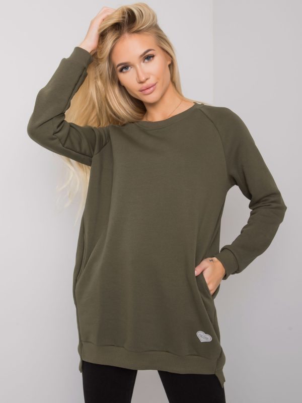 Wholesale Khaki cotton sweatshirt with pockets Candri RUE PARIS