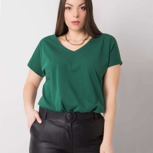 Wholesale Dark Green Cassie Plus Size V-Neck T-Shirt