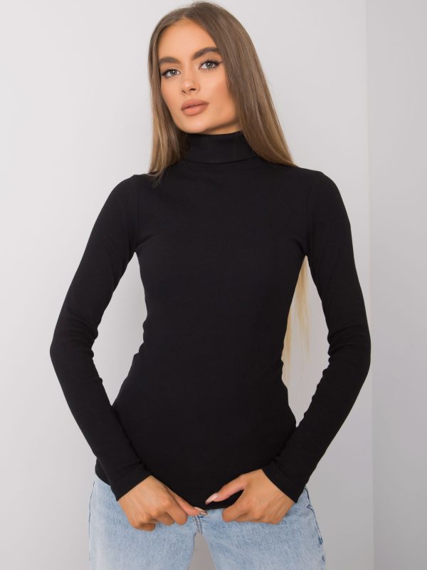 Wholesale Elisee RUE PARIS black ribbed turtleneck blouse