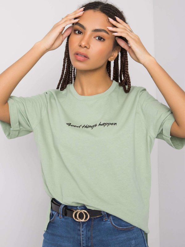 Wholesale Light green cotton t-shirt Kaylee RUE PARIS