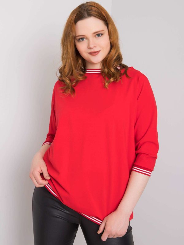 Wholesale Red Plus Size Pearl Cotton Blouse