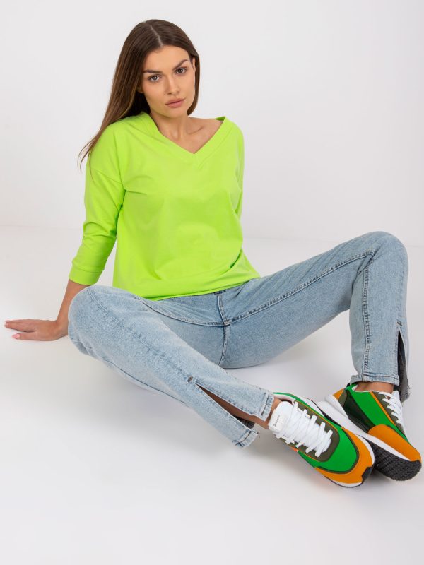 Wholesale Fluo green blouse basic Oliwia