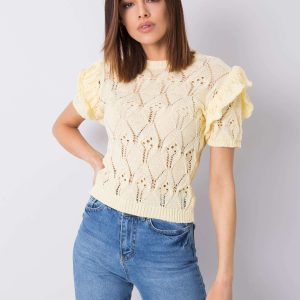 Wholesale Yellow openwork sweater Nicoletta RUE PARIS