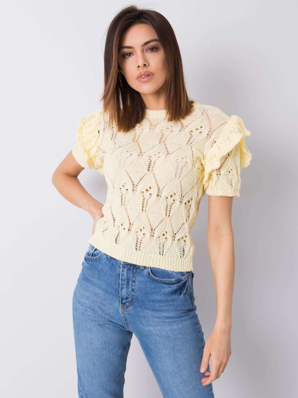 Wholesale Yellow openwork sweater Nicoletta RUE PARIS