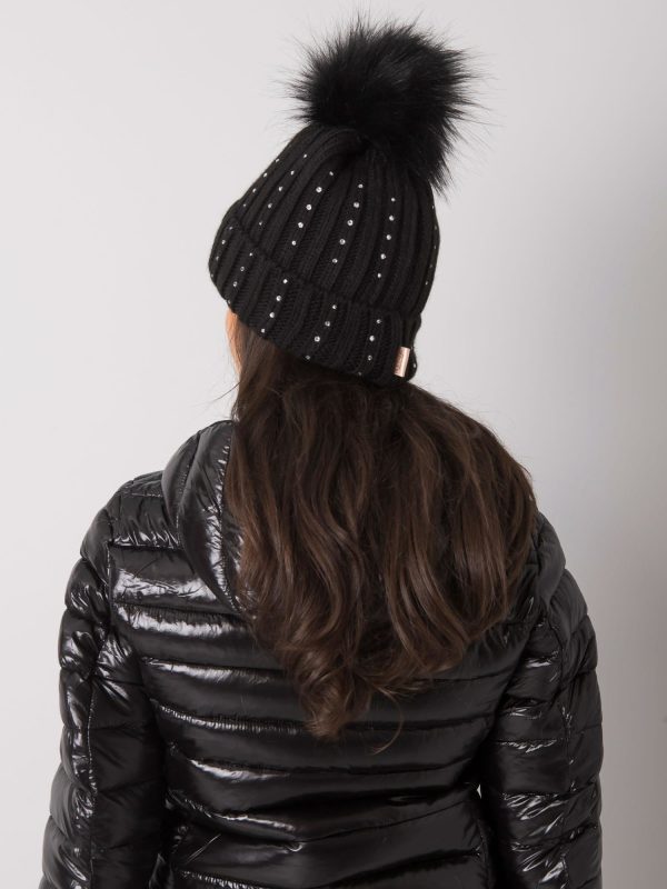 Wholesale Black Winter Hat with Applique