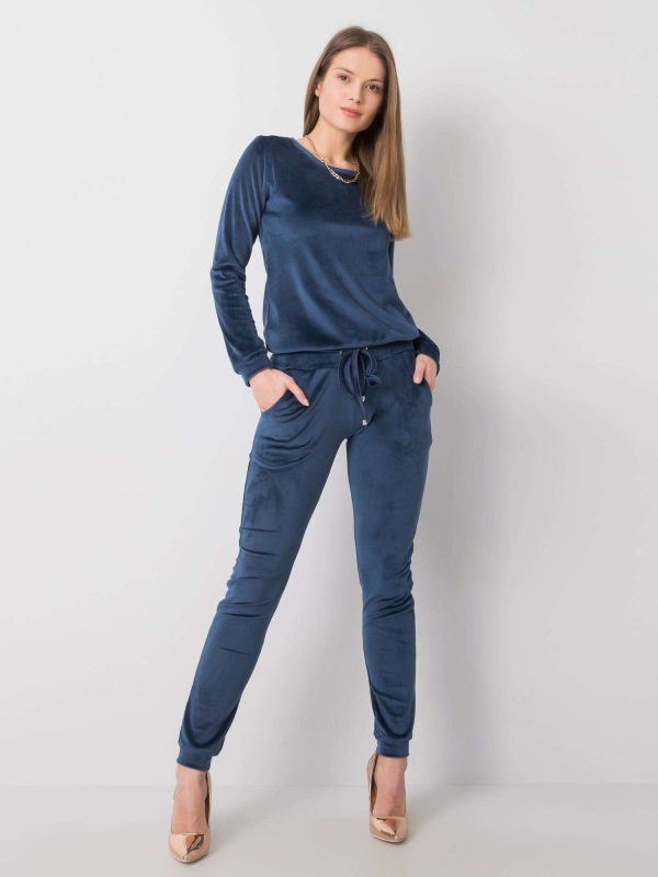 Wholesale Dark blue velour set Clarisa RUE PARIS