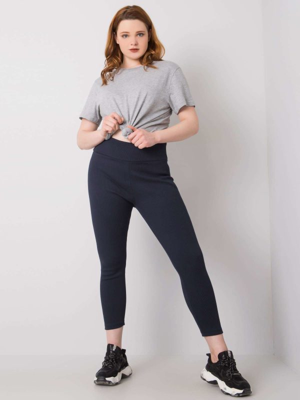 Wholesale Navy blue plus size striped leggings Caitleen RUE PARIS