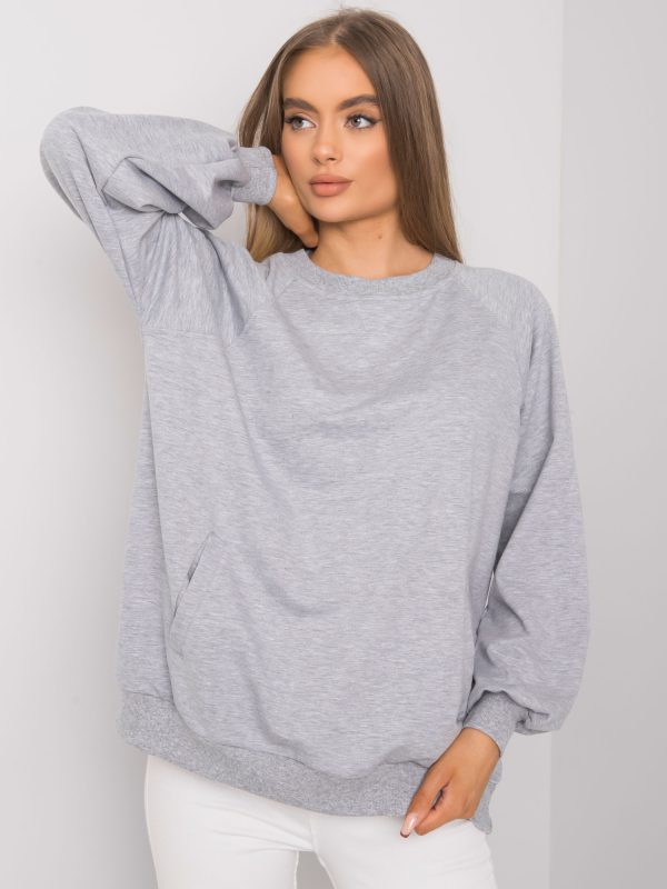 Wholesale Grey melange sweatshirt with pockets Gaelle RUE PARIS