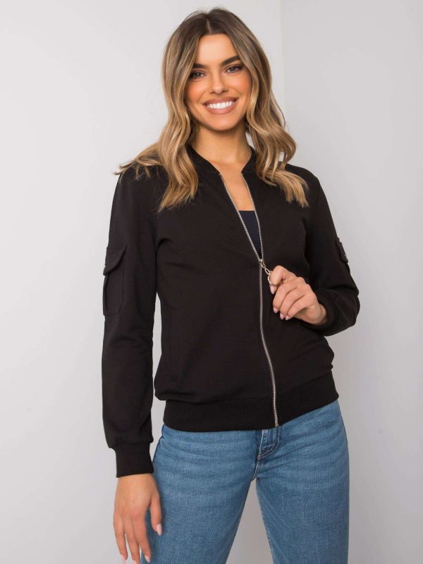 Wholesale Black bomber sweatshirt with pockets Berten RUE PARIS