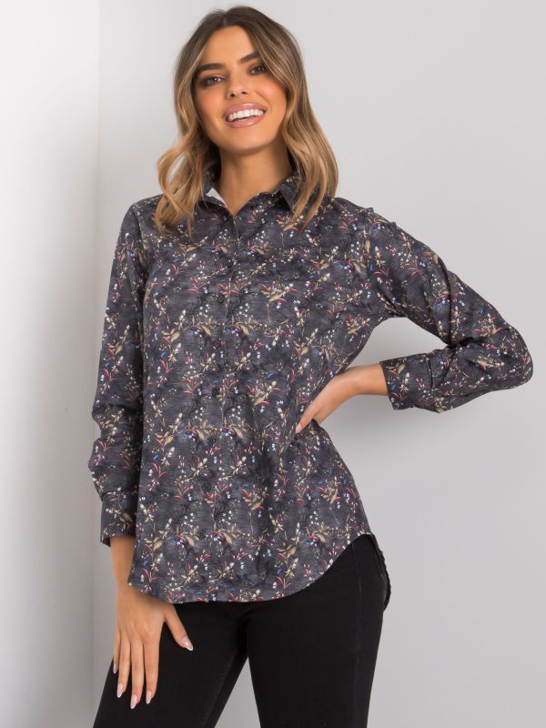 Wholesale Dark grey patterned shirt for women Clermont RUE PARIS