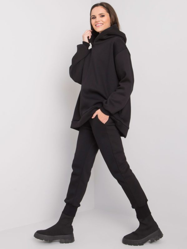 Wholesale Black two-piece sweatshirt set Lucia