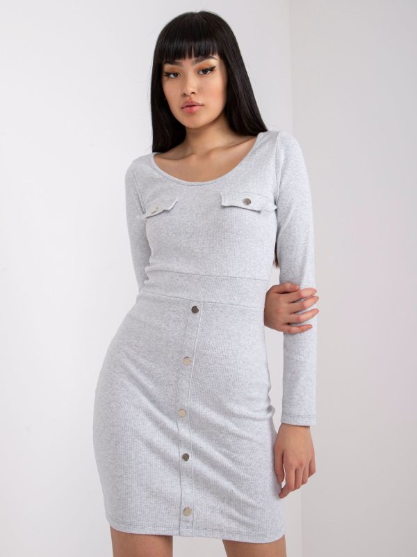 Wholesale Light grey melange striped dress Barletta RUE PARIS