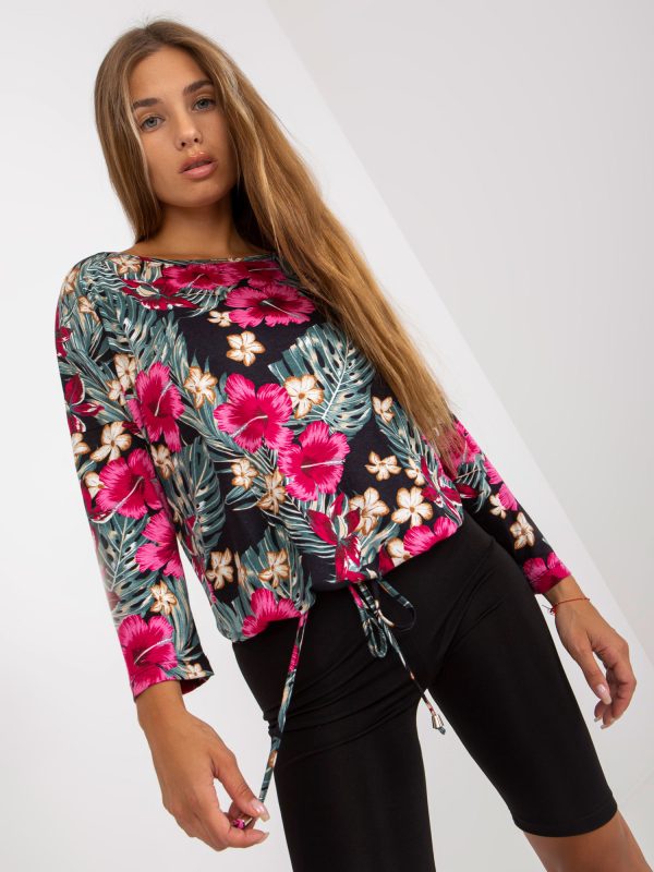 Wholesale Black viscose blouse with print RUE PARIS