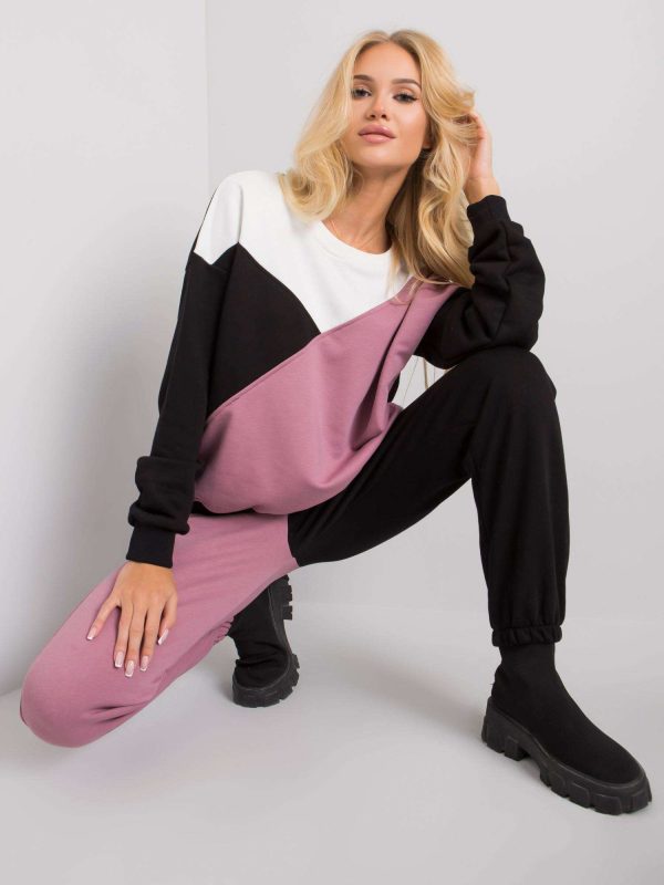 Wholesale Dirty pink and black sweatsuit set Krista RUE PARIS