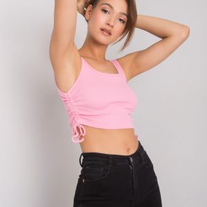 Wholesale Pink crop top with welts Loretta RUE PARIS