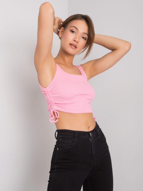 Wholesale Pink crop top with welts Loretta RUE PARIS