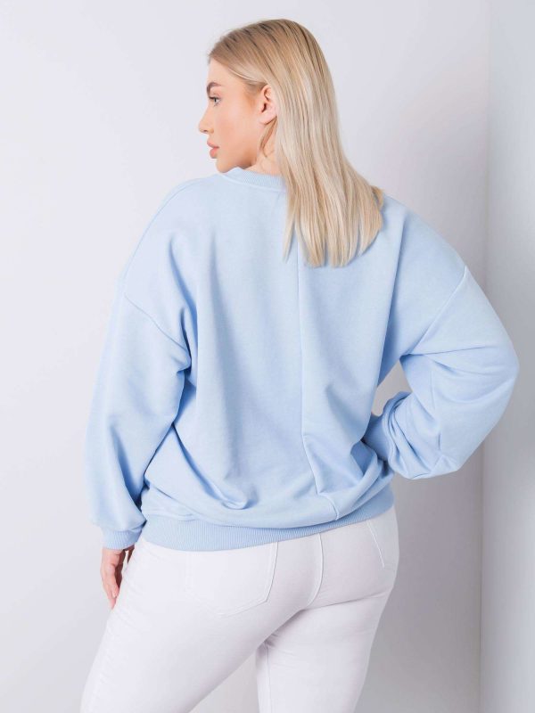 Wholesale Light Blue Plus Size Cotton Sweatshirt Mischa