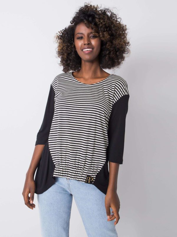 Wholesale Black and white striped blouse Jordyn RUE PARIS