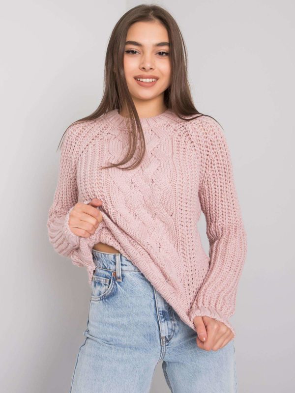 Wholesale Light pink sweater with braids Belfast RUE PARIS