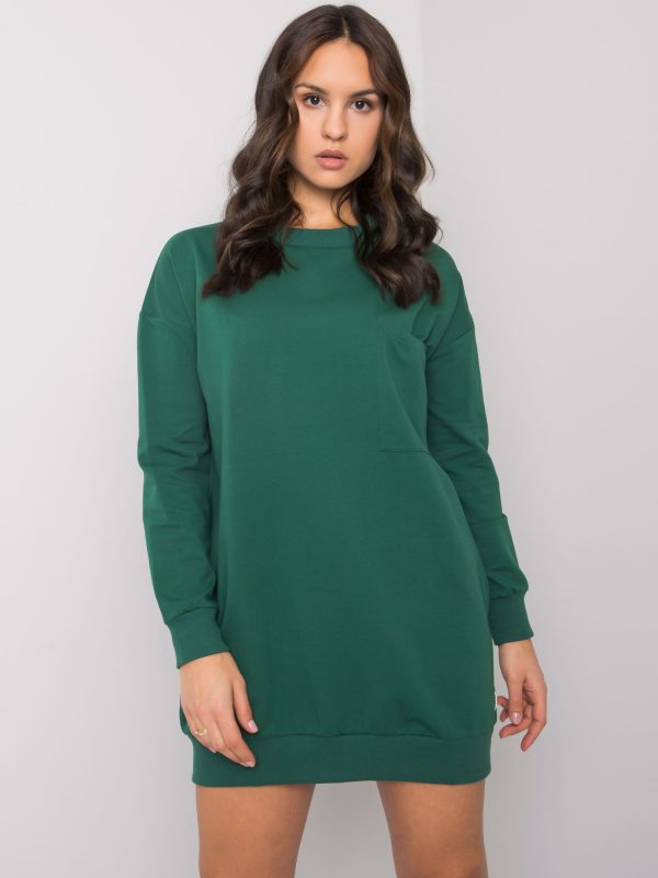 Wholesale Dark green dress with pocket Hanely RUE PARIS