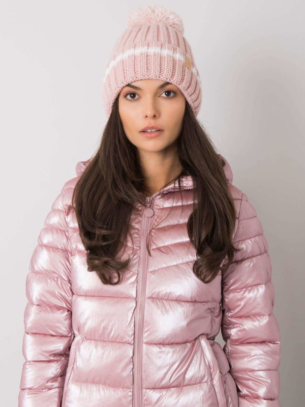 Wholesale Light pink hat with pompom