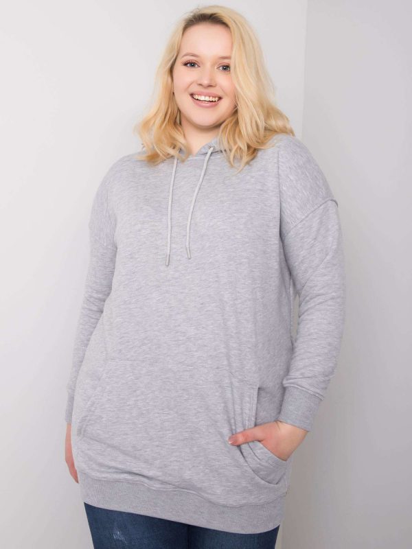 Wholesale Grey melange plus size hoodie Luna