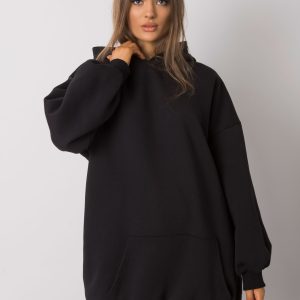 Wholesale Roselle black kangaroo long sweatshirt