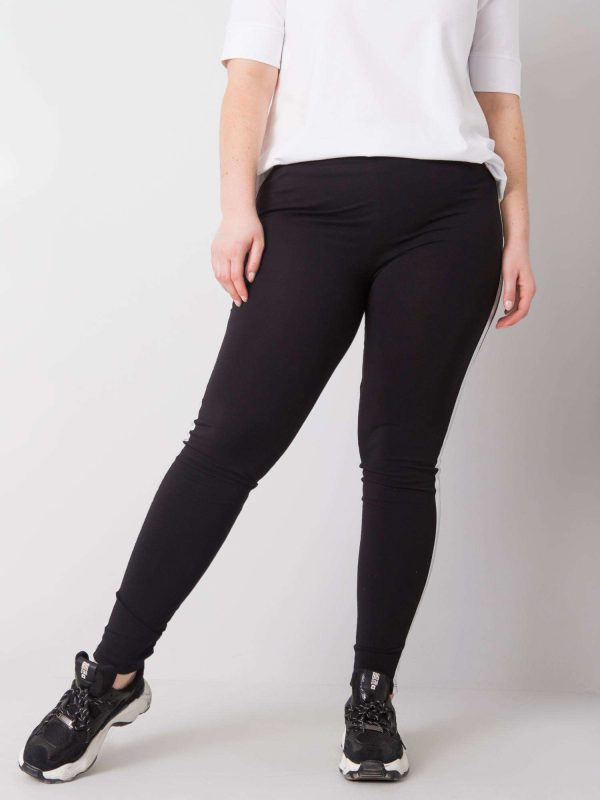 Wholesale Black and silver plus size leggings with charlotta stripes