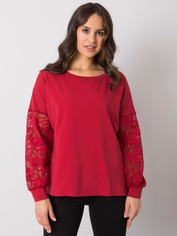 Wholesale Burgundy blouse with lace Shantelle RUE PARIS