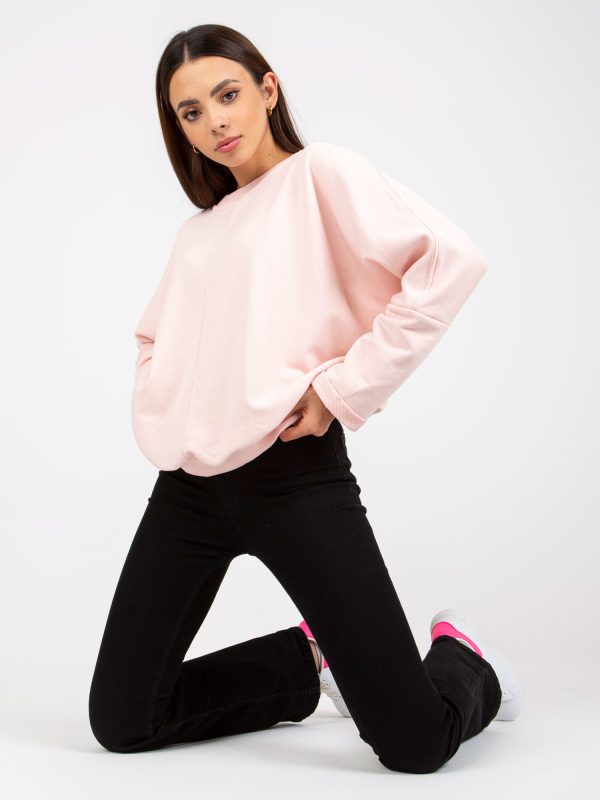 Wholesale Light pink women's basic sweatshirt without hood RUE PARIS