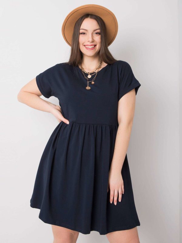 Wholesale Navy Blue Plus Size Molly Cotton Mini Dress