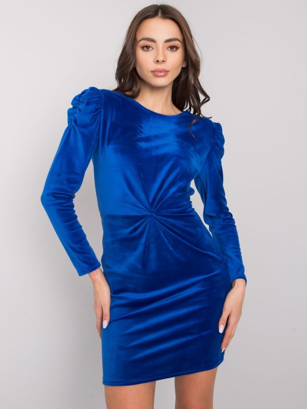 Wholesale Dark Blue Velour Long Sleeve Dress Ellara RUE PARIS