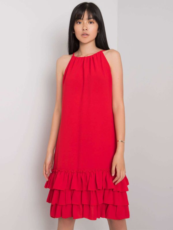 Wholesale Routh Rue Paris Red Ruffle Dress