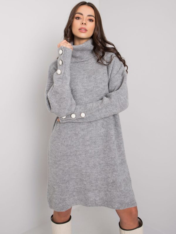 Wholesale Gray turtleneck dress Irvette RUE PARIS