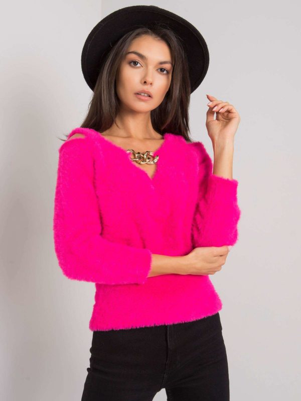 Wholesale Fuchsia sweater with cutouts Leandre RUE PARIS