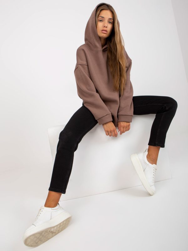 Wholesale Brown sweatshirt basic with hoodie