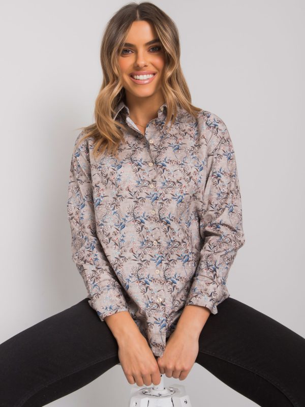 Wholesale Dark beige patterned shirt for women Clermont RUE PARIS